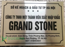 Biển công ty inox trắng xước ăn mòn Grand Stone